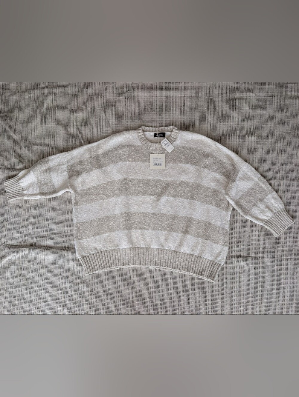 NWT Eskandar Oversize Striped Pullover Sweater 61% Cotton 39% Linen O/S - Picture 3 of 6